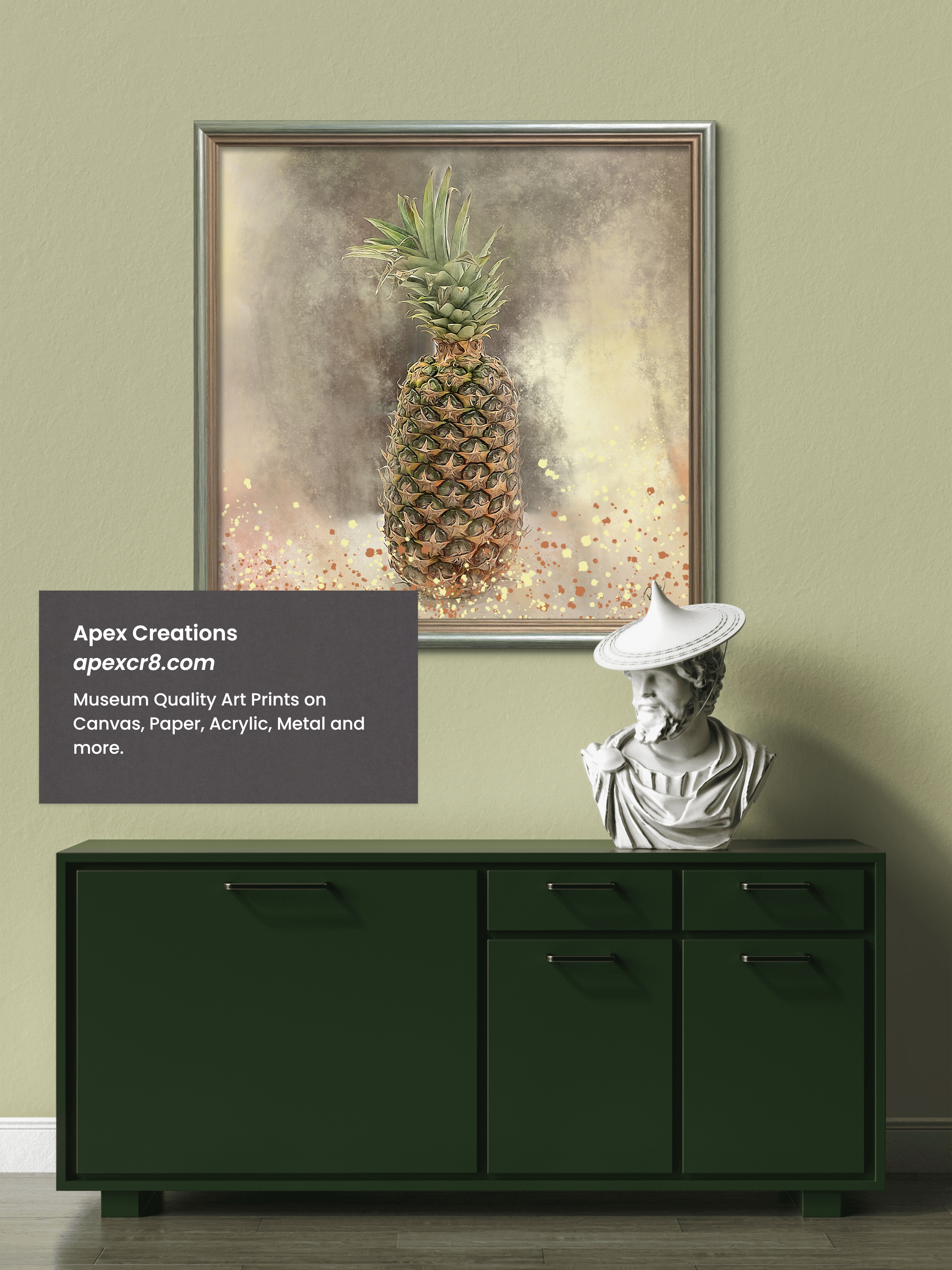 Pineapple still art, artistic and unique- framed art for homes 