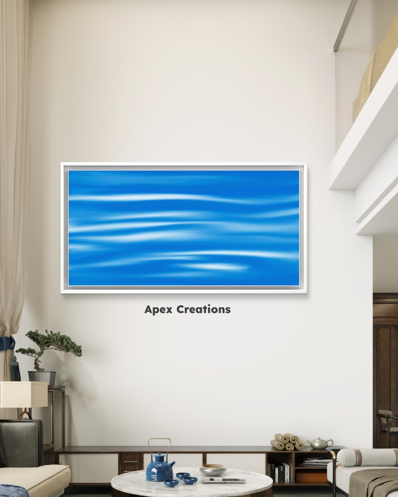 Minimalist blue water waves artwork 